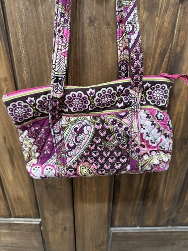 Vera Bradley Very Berry Paisley Zipper Purse Shoulder 2 Handle RETIRED - Picture 3 of 5