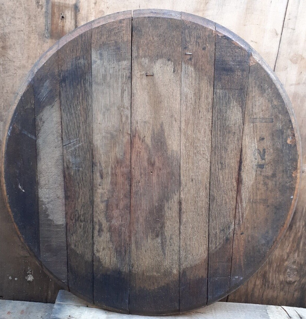 Reclaimed Whisky Cask End, 21" Whiskey barrel lids, oak barrel tops