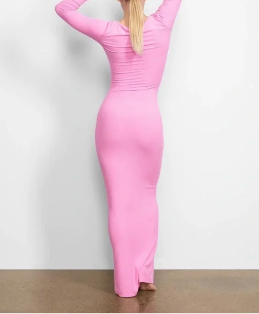 skims dress bubblegum pink FITS EVERYBODY LACE SLIP DRESS | BUBBLE GUM TONAL
