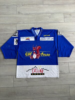 EHC Arosa Switzerland Ice Hockey Adidas Vintage Rare Retro Old Jersey Shirt  M