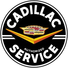 Cadillac Auto Service Black Background New Sign 28 Dia. Round American Steel Cadillac Auto Service Black Background New Sign 28 Dia. Round American Steel