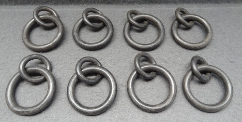 Pottery Barn (8) Small 1.25" Cast Iron Round Ring Drapery Drape Curtain Hammered