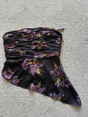 Cinq à Sept Women's Richie Top Black Floral Strapless NWT Large