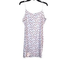 Unbranded Cottagecore White Red Ditsy Floral Lettuce Trim Y2K Slip Cami Dress XL