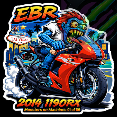 2014 EBR 1190RX Sportbike 9x9cm Durable Die-Cut Vinyl Sticker Number 01 of 06