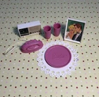 Vintage Miss Barbie PURPLE Go Together Set * PHONE * CUPS * PLATE * RADIO* PHONE