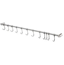Stainless Steel Wall Mounted Coat Hooks & 12 Hook Rail Towel Kitchen Utensil