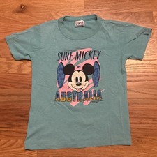 Vintage 80  s Surf Mickey In Australia The Walt Disney Company Kids Shirt Sz 7
