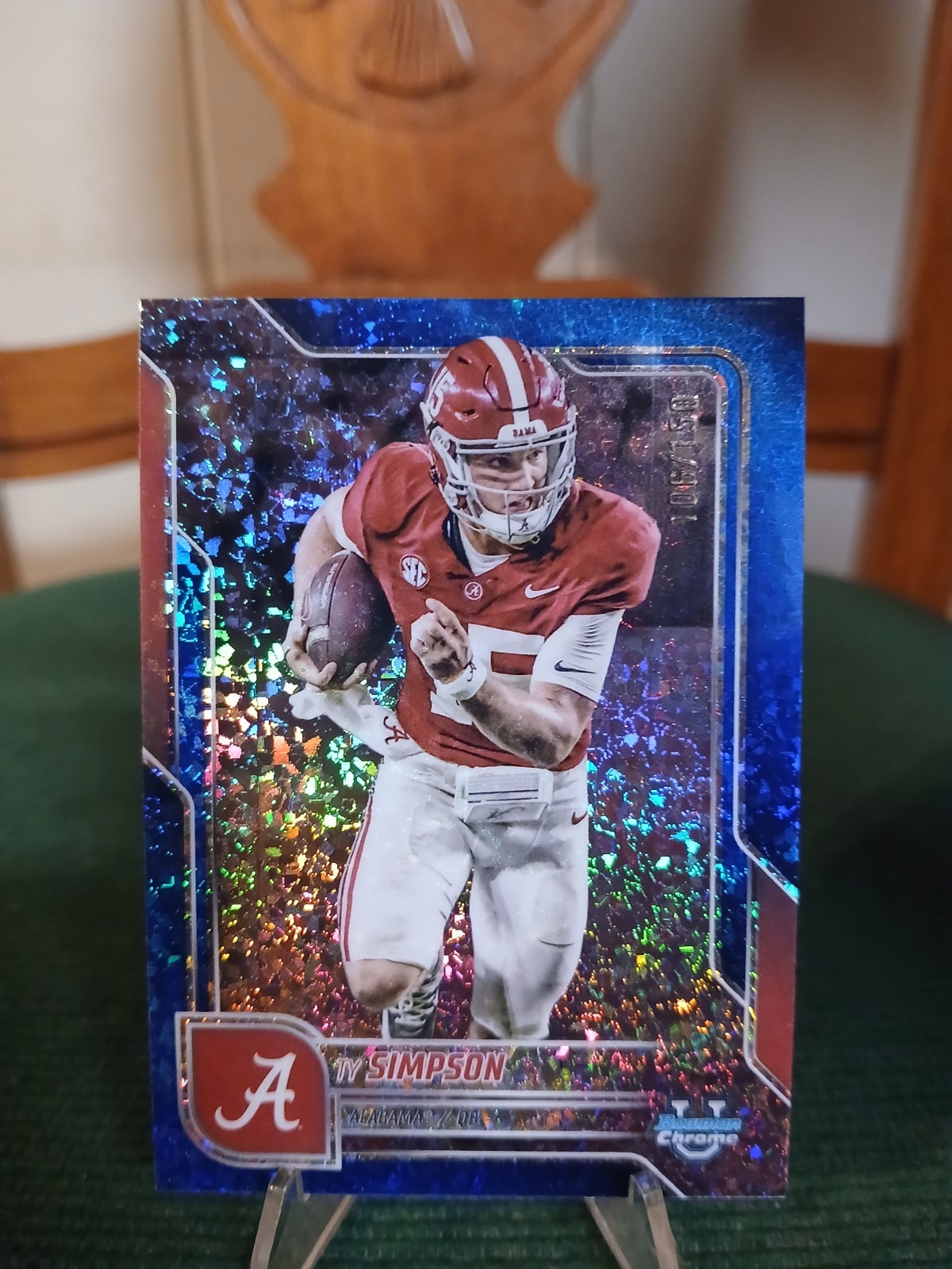 2025 Bowman University Chrome - Ty Simpson #151 Blue Mini-Diamond Refractor /150