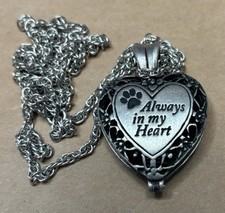 Memorial Locket Necklace Always In My Heart Pet In Loving Memory Ash Urn Pendant