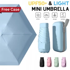Compact Mini Umbrella 6 Fold Pocket Travel Rain Sun UV Protection Lightweight