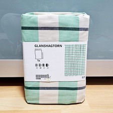 IKEA GLANSHAGTORN Gardine ✨ Vorhang 1-tlg. ✨ Karomuster Weiß/Grün NEU Baumwolle