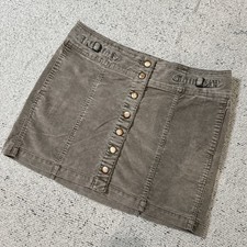 Y2K GAP Button Front Mini Skirt Women  s Size 12 Stone Khaki Cotton Blend