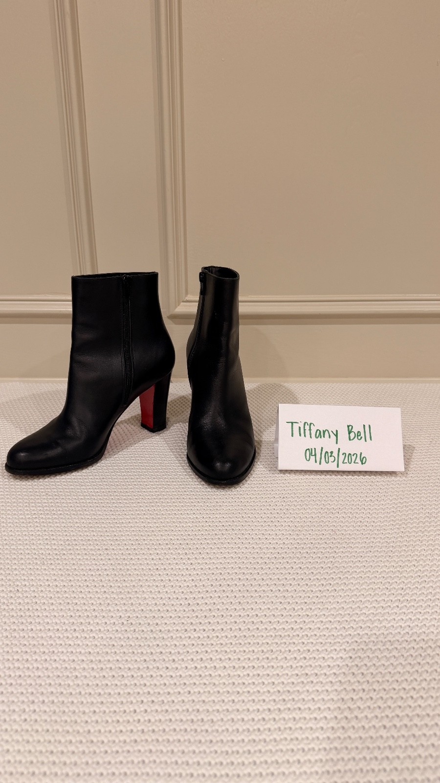 christian louboutin black ankle boots thick heel size 39