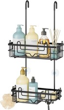 Over the Door Shower Caddy 2-Tier Hanging Shower Organizer W/ Soap Holder