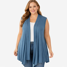 NWT Zanana Women’s Plus Size XXL 2X Open Front Cardigan Beach Blue  Soft Stretch