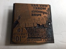 Vintage Laymon's Aspirin Newspaper Ink Print Block Spencer Indiana