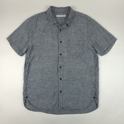 Outerknown Shirt Mens Large Gray Hemp Tencel Short Sleeve Button Up