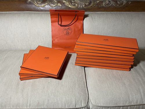 Authentic Hermès Orange Empty Boxes Lot of 11 + Shopping Bag