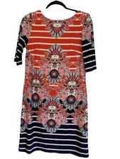 Eliza J Print  Multi Color Geometric  Jersey Stretch Sheath Lined Dress Size 6
