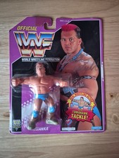 WWF Tatanka Hasbro Wrestling Figure W/ Tomahawk Purple Card 1993 WWE SIGNED 