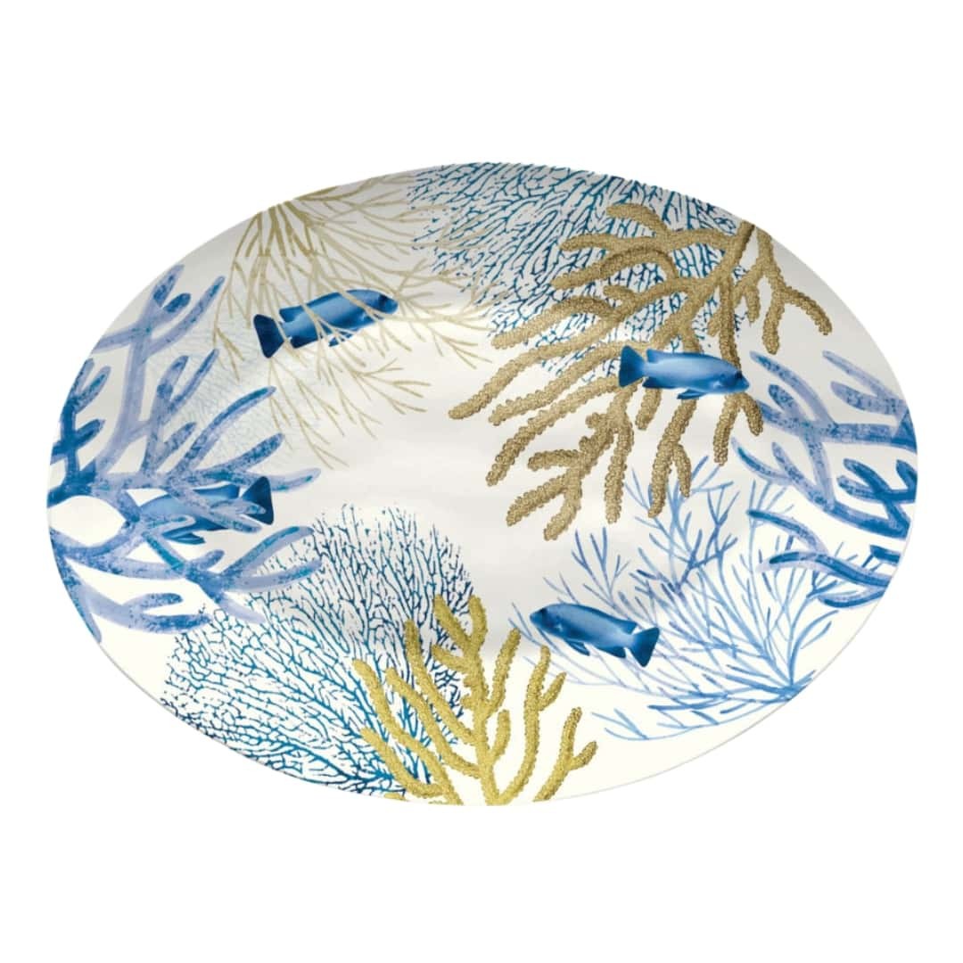 Blue Melamine Oval Tray CORALLO Touch-Mel 51x36 Cm - Emporio Zani
