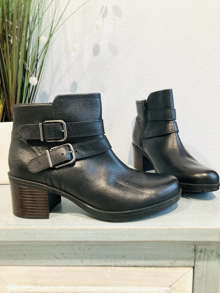 НОВЫЕ женские черные кожаные сапоги на молнии с пряжкой Clarks Ultimate Comfort Collection 7,5 - Изображение 4 из 4