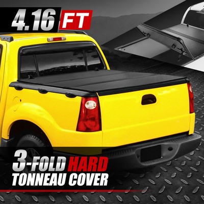 For 01-05 Ford Explorer Sport Trac 4'2'' Bed Hard Solid Tri-Fold Tonneau Cover
