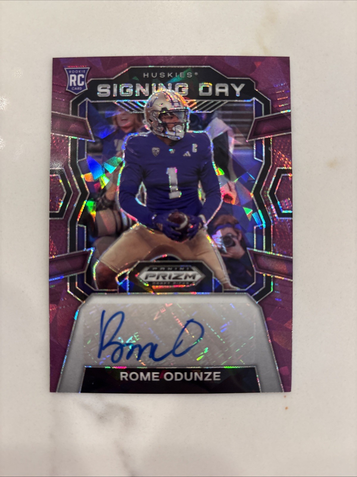 2024 Prizm Draft Picks Rome Odunze Purple Ice Auto Color Match #42/99 Bears 🐻