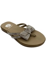 Yellow Box Women's Donna Crystal Bow Sandal Natural
