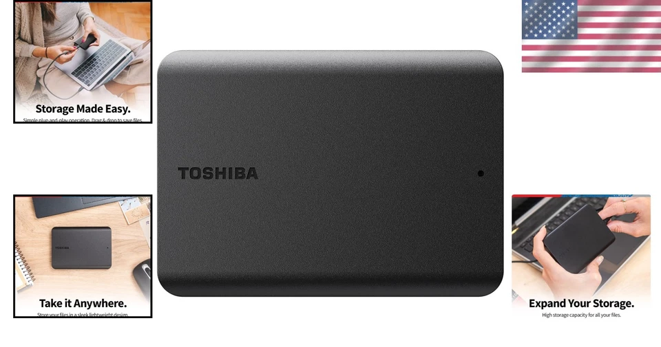 Canvio Basics 4TB External Hard Drive - USB 3.0, Black - Image 2 of 4