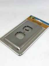 Hampton Bay Devon Brushed Nickel Steel Single Duplex Outlet Cover Plate 579019