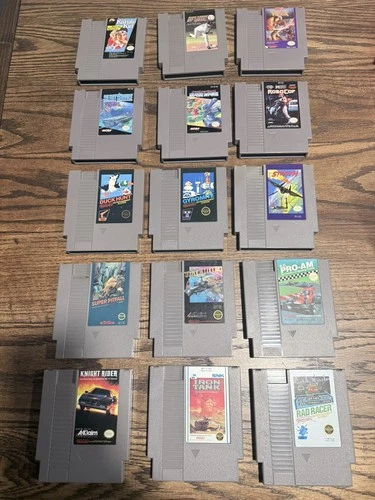 Lot Of 15 NES Games Including Gyromite (5 screw), RoboCop, & Duck Hunt (5 screw)
