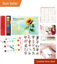 Beginner's Watercolor Workbook: 20 Pre-Sketched Pages, 12 Color Set Brushes