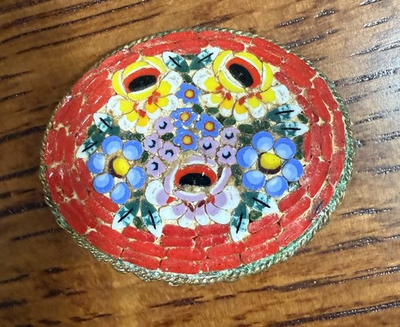 #ad #ad Vintage Micro Mosaic Brooch Pin Floral Jewelry Italy MCM $25.49