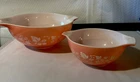 Vintage Pyrex Pink Gooseberry Cinderella Bowls 442 & 444 1950s