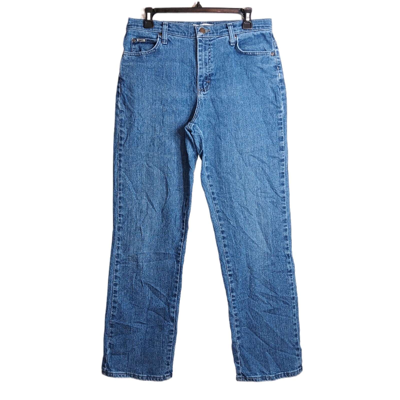 Lee Women's Relaxed Straight Leg Jeans High Rise Stretch Denim Size 10 Medium Wash