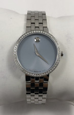 Movado Museum Classic Diamonds Quartz Blue Dial Steel Ladies Watch 0608066