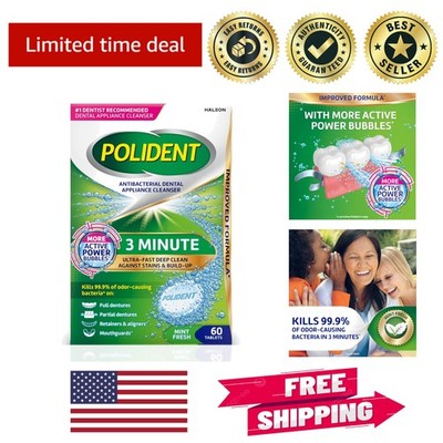 60 Count 3-Minute Antibacterial Dental Appliance Cleanser Tablets - Fresh Smile