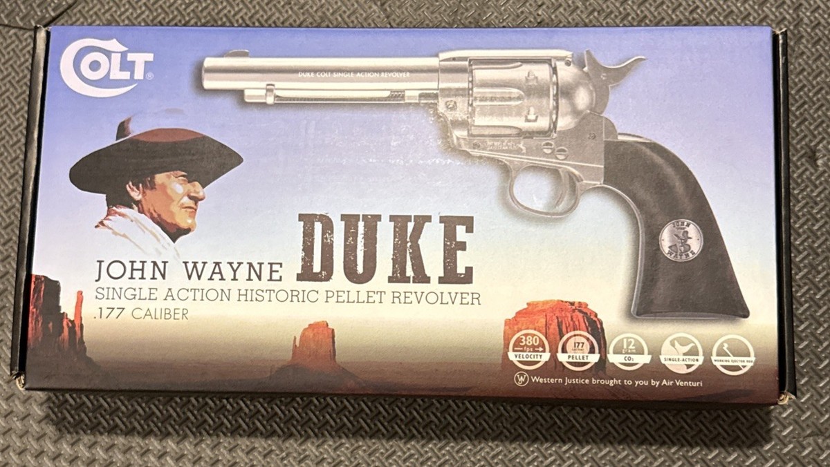 🔥Colt John Wayne Duke, Single Action, Nickel Pellet Revolver. 177
