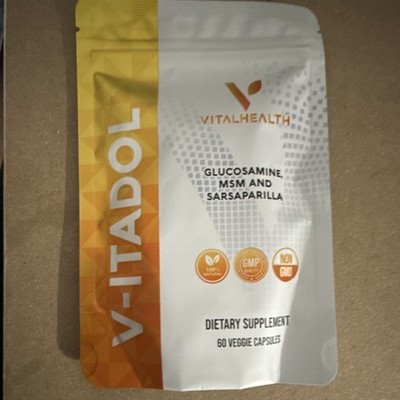 VitalHealth V-Itadol Glucosamine MSM Sarsaparilla Non-GMO 60 Capsules
