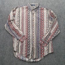Vintage 90s Chaps Ralph Lauren Shirt Mens L Button Down Multicolor Preppy Boho