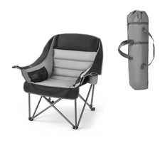 Oversized Moon Camping Chair Padded 450 lb Capacity Cup Holders Carry Bag