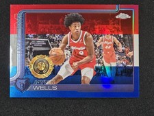 Jaylen Wells 2025-26 Topps Chrome #200 Red White & Blue Refractor Grizzlies