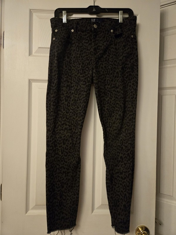 GAP Womens Always Skinny Jeans Size 8 Black Leopard Stretch Denim Skinny Leg