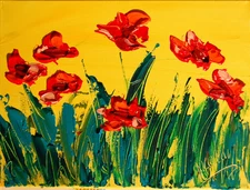FLOWERS   MODERN ABSTRACT ORIGINAL   FINE ART Painting IMPRESSIONIST KAZAV