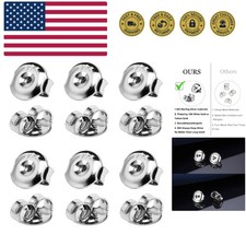 12PCS Real 925 Silver Earring Backs Replacements, 18K White Gold Plated Hypoa...