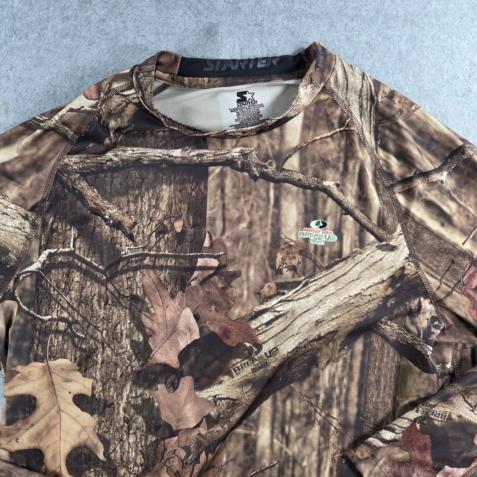 Starter Mossy Oak Camo Shirt Mens XL Brown Break-Up Infinity Compression LS