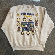 90s Minnesota Vikings Football NFL Remake Grey Crewneck Sweatshirt KH18511
