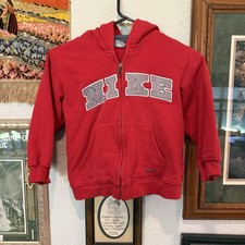 Vintage 00s Y2K Nike Embroidered Sports Hoodie Spellout Logo Red Size Kids 6-7